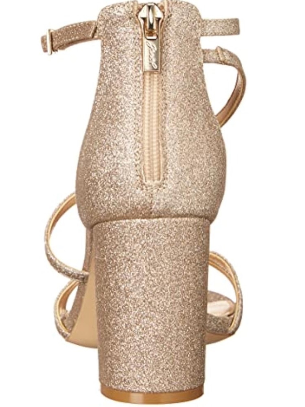NEW Jewel Badgley Mischka Devorah Micro Gold Glitter 3”Block Heel Sandals Size 6 - Picture 5 of 8
